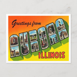 Greetings from Aurora, Illinois Vintage Travel Postcard