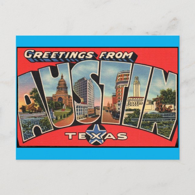 Greetings from Austin Texas  Postcard (Front)
