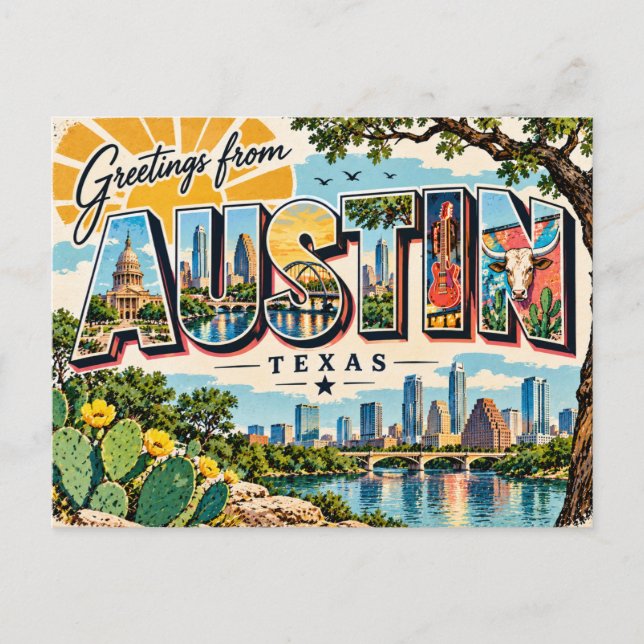 Greetings From Austin Texas Postcard (Front)