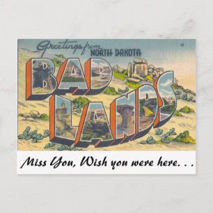 Greetings from Bad Lands, North Dakota Postcard