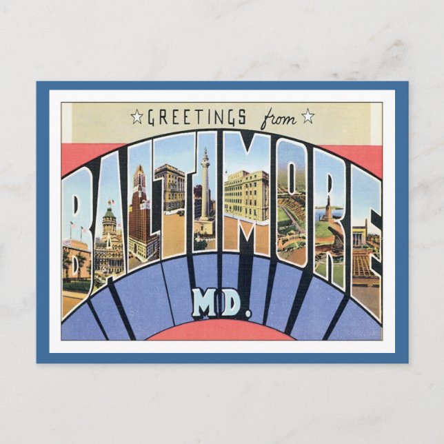 Greetings From Baltimore Maryland Postcard (Front)