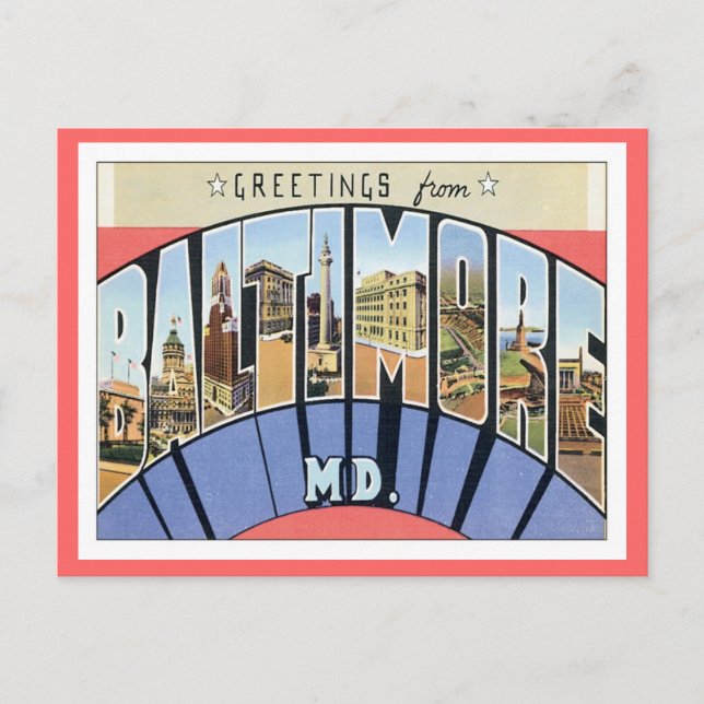 Greetings From Baltimore Maryland Postcard (Front)
