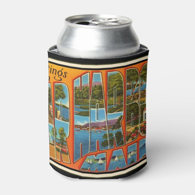 Greetings from Bar Harbour Maine Can Cooler (Can Front)
