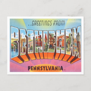 Greetings from Bethlehem, Pennsylvania Travel Postcard