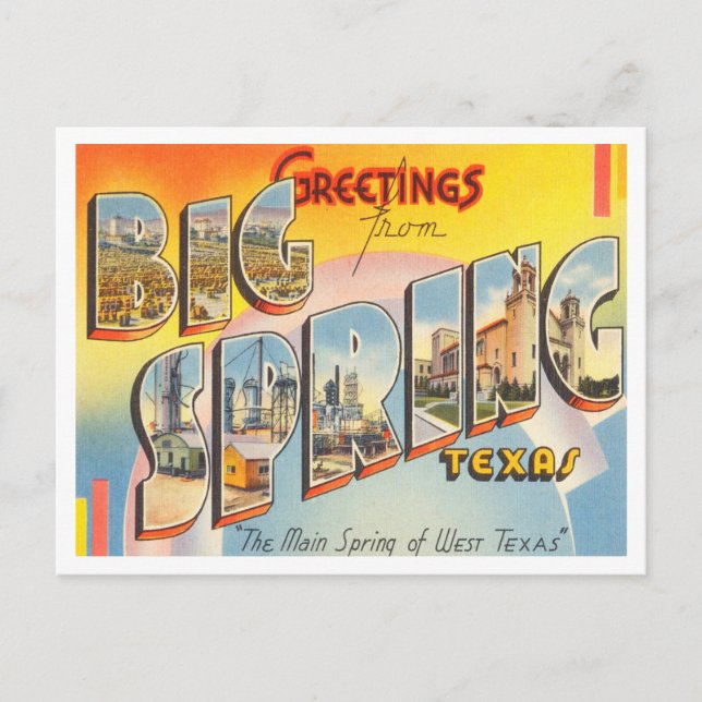 Greetings from Big Spring, Texas Vintage Travel Postcard (Front)