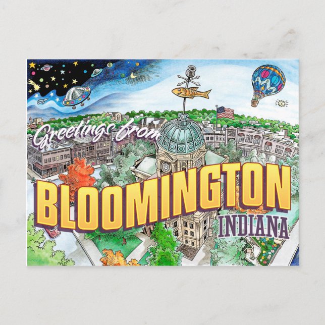 Greetings from Bloomington Indiana (postcard) Postcard (Front)