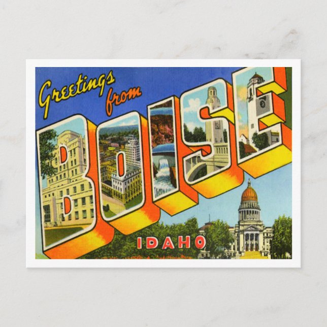 Greetings from Boise, Idaho Vintage Travel Postcard (Front)