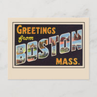 Greetings from Boston, Mass Large Letter Vintage