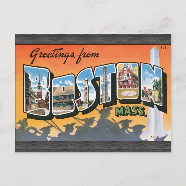 Greetings From Boston Mass., Vintage Postcard (Front)