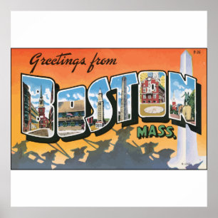 Greetings From Boston Mass., Vintage Poster