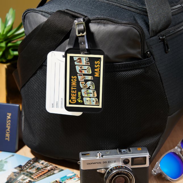 Greetings from Boston, Massachusetts Luggage Tag (Front & Back)