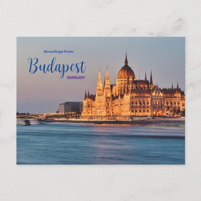 Greetings from Budapest Hungary Postcard Scenic (Front)
