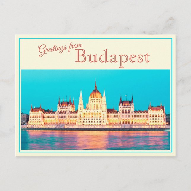 Greetings From Budapest Vintage Postcard (Front)