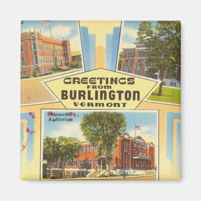Greetings From Burlington Vermont Magnet (Front)