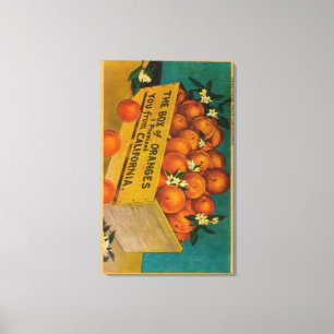 Greetings from California, Box of OrangesState Canvas Print