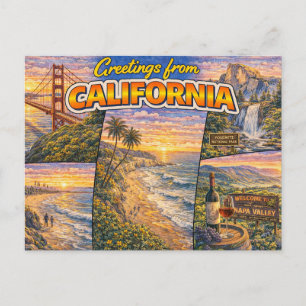 Greetings From California Postcard