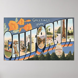Greetings From California, Vintage Poster