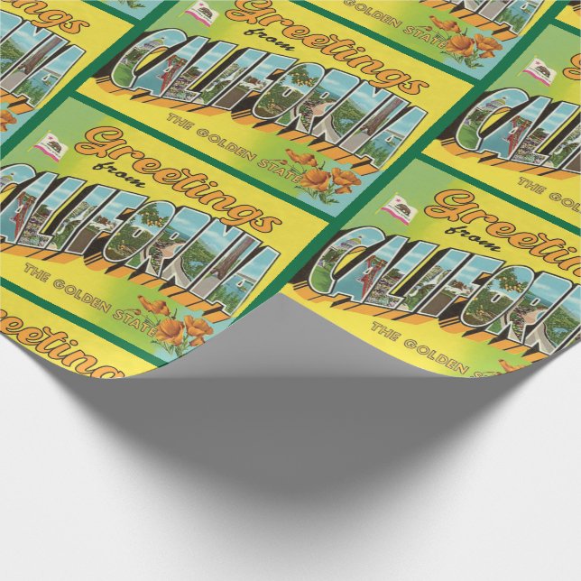 Greetings from California vintage travel Wrapping Paper (Corner)