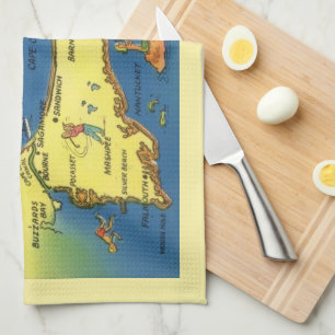 Greetings From Cape Cod Map Tea Towel