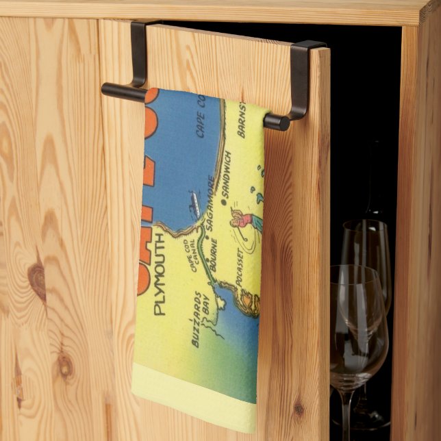 Greetings From Cape Cod Map Tea Towel (Thirds Fold)