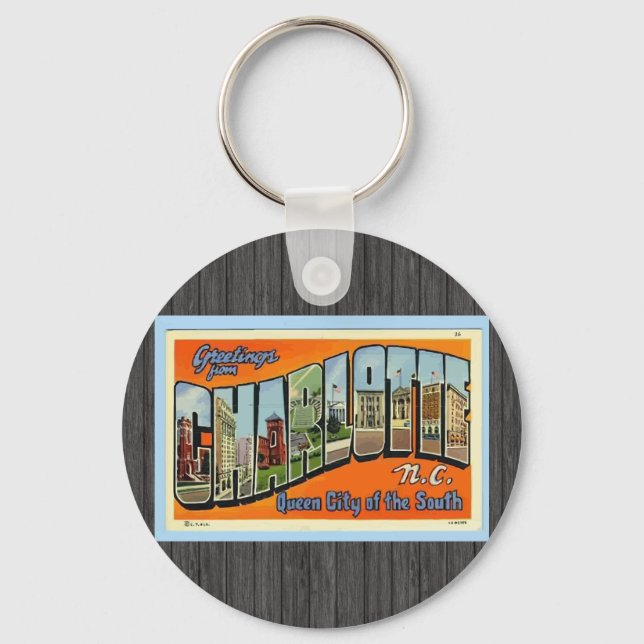Greetings From Charlotte N.C. , Vintage Key Ring (Front)