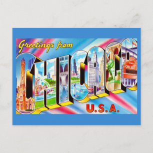  Greetings from Chicago Crazy Colorful Postcard