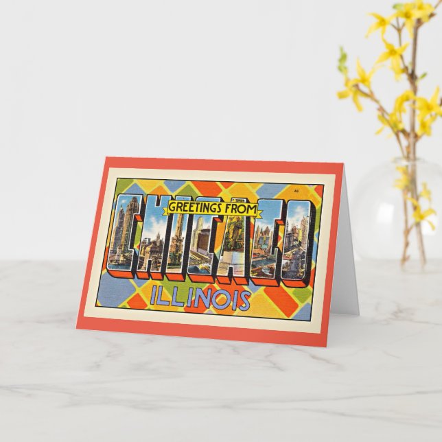 Greetings from Chicago, Illinois Card (Yellow Flower)