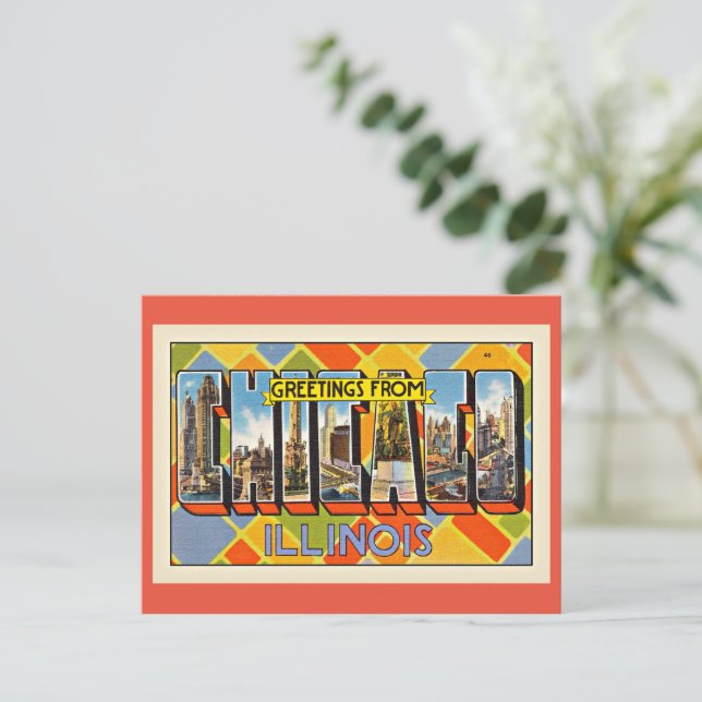 Greetings from Chicago, Illinois Postcard (Standing Front)