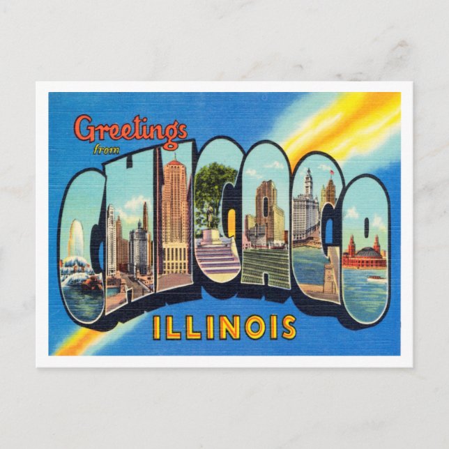 Greetings from Chicago, Illinois Vintage Travel Postcard (Front)