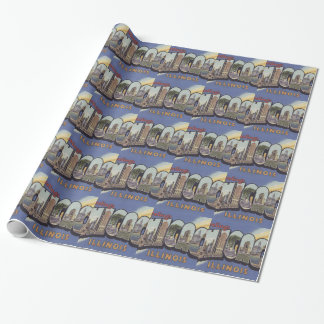 Greetings from Chicago Large Letter vintage theme Wrapping Paper