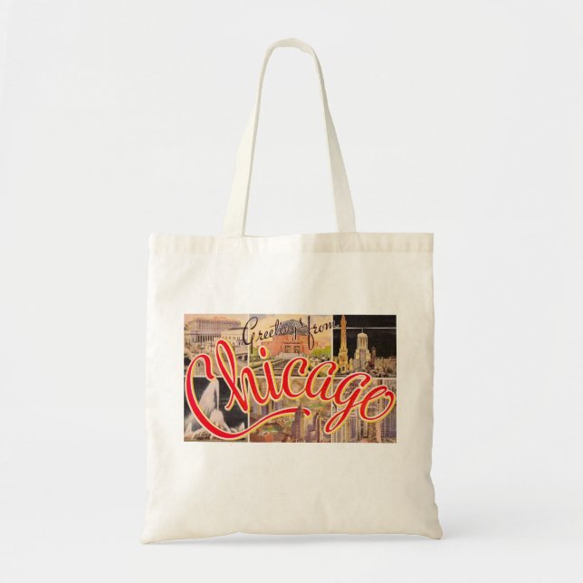  Greetings from Chicago Tote Bags (Front)