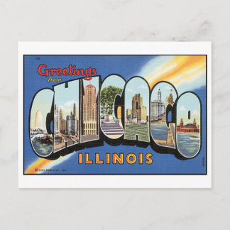 Greetings From Chicago Vintage Postcard