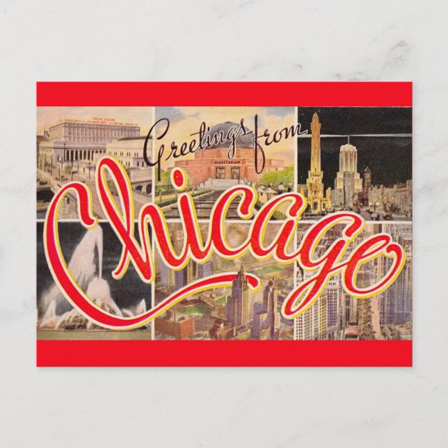  Greetings from Chicago Vintage Postcard (Front)