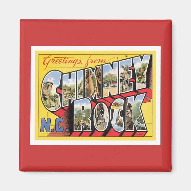 Greetings From Chimney Rock North Carolina Magnet (Front)