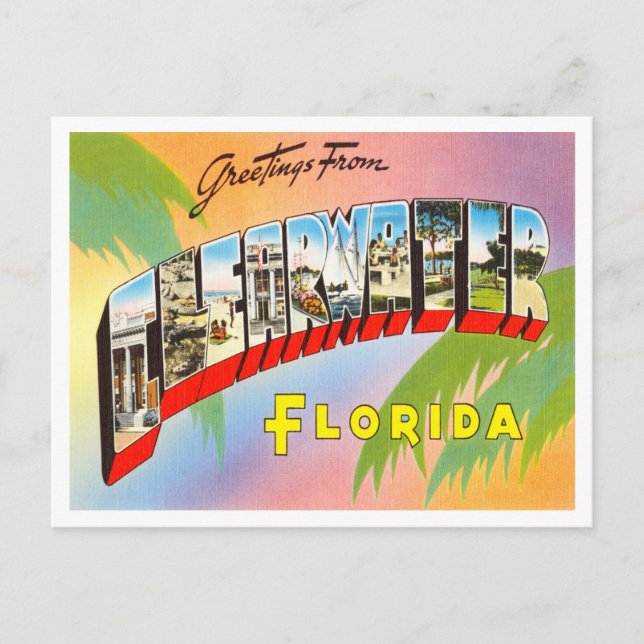 Greetings from Clearwater, Florida Vintage Travel Postcard (Front)