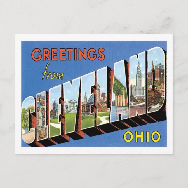 Greetings From Cleveland Ohio US City Postcard (Front)