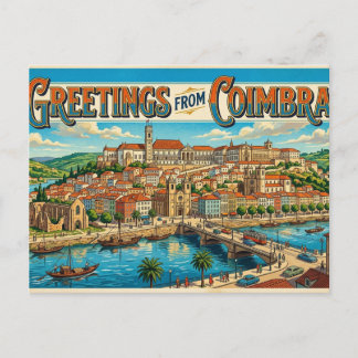 Greetings from Coimbra Vintage Travel Postcard