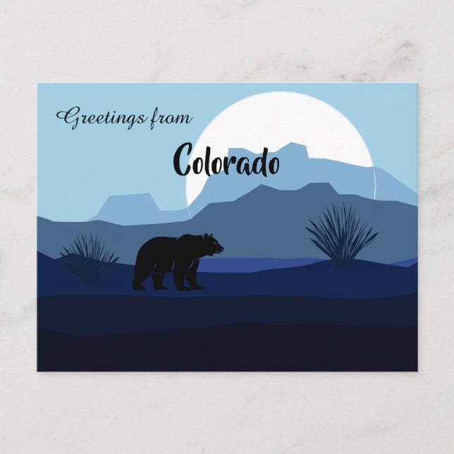Greetings from Colorado State Tranquil Blue Shades Postcard (Front)