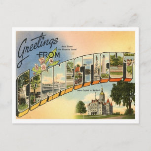 Greetings From Connecticut Vintage Postcard