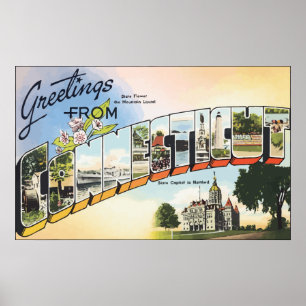 Greetings From Connecticut, Vintage Poster