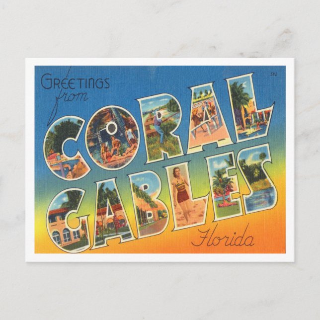 Greetings from Coral Gables, Florida Travel Postcard (Front)