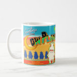 GREETINGS FROM COW PLANET Boynton Coffee Mug<br><div class="desc">The bold futuristic look of a 1930s postcard,  featuring otherworldly cows. (A solemn nod to the Cow Planet episodes sung by Billy J Kramer on DOG TRAIN: a Wild Ride on the Rock-and-Roll Side.)</div>