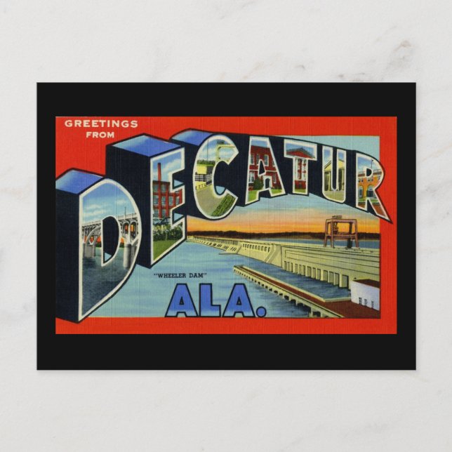 Greetings from Decatur Alabama Postcard (Front)