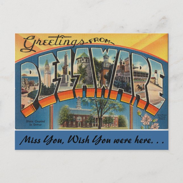 Greetings from Delaware Postcard (Front)