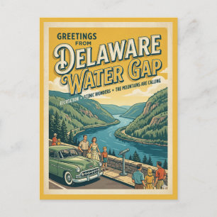 Greetings From Delaware Water Gap Retro Postcard