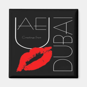 Greetings from Dubai UAE Red Lipstick Kiss Magnet