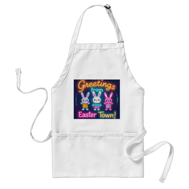 Greetings from Easter Town Colourful Bunnies Standard Apron (Front)