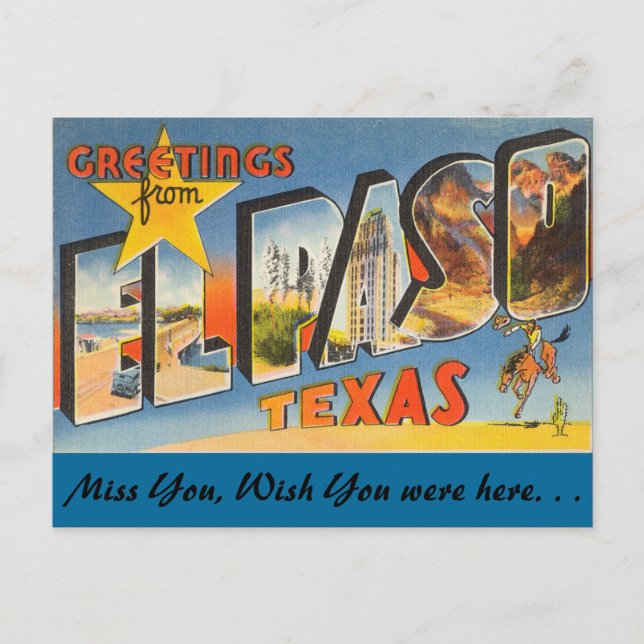 Greetings from El Paso Postcard (Front)