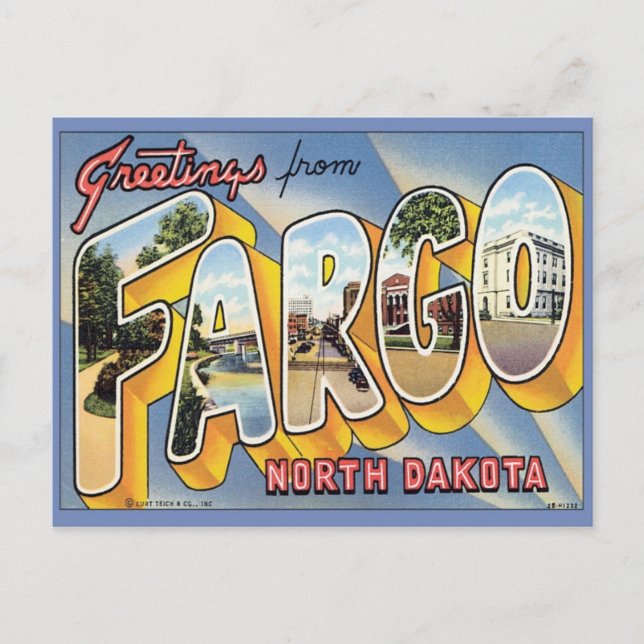 Greetings From Fargo North Dakota Postcard (Front)