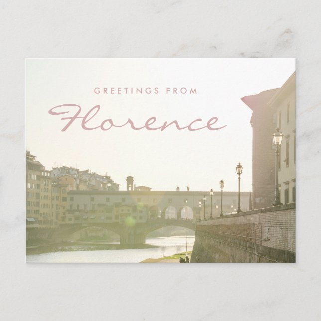 Greetings from Florence Italy Ponte Vecchio Bridge Postcard (Front)